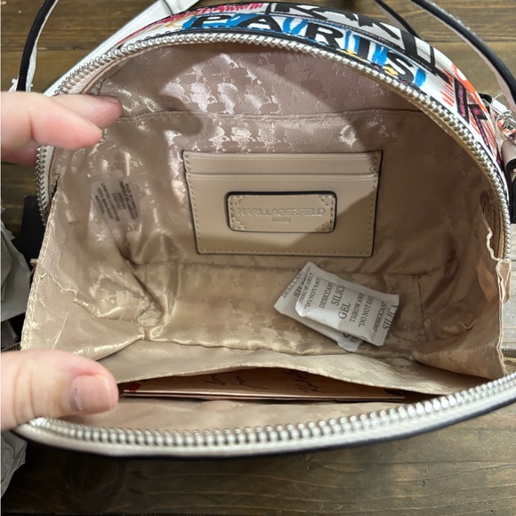 Karl Lagerfeld Paris White Scribble Graffiti Crossbody - Picture 7 of 7